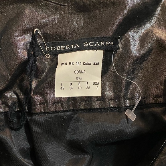 Roberta Scarpa Women's Gun Metallic Grey Pleated Ruffle Skirt Made in Italy - Picture 8 of 10